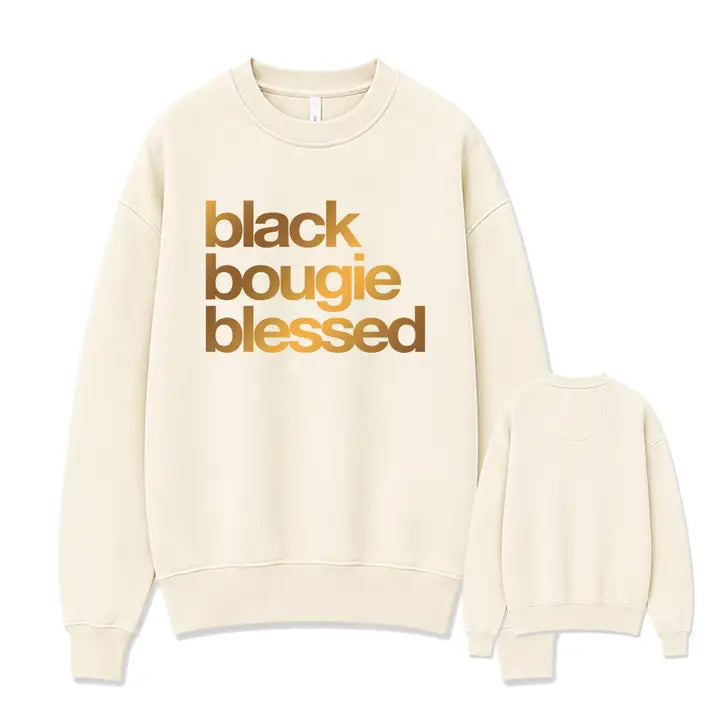 Black Bougie Blessed Graphic Foil Crewneck Sweatshirt (PRE-ORDER)