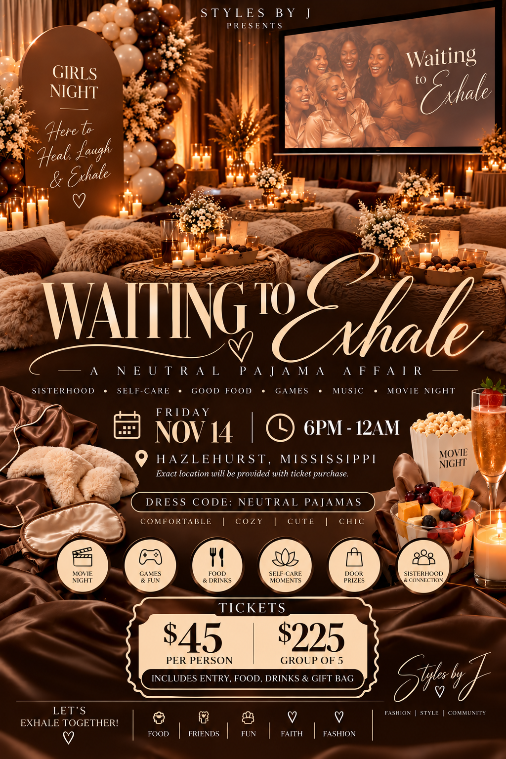 Waiting to Exhale: A Neutral Pajama Affair 🤎 | Girls’ Night Experience